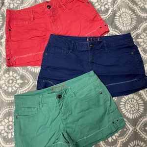 Colored denim shorts